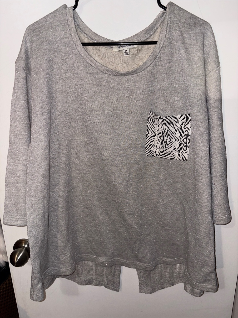 2XL Light Metallic Gray Scoop Neck Sweater PTP27”